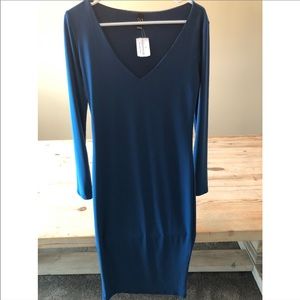 Teal blue body con dress